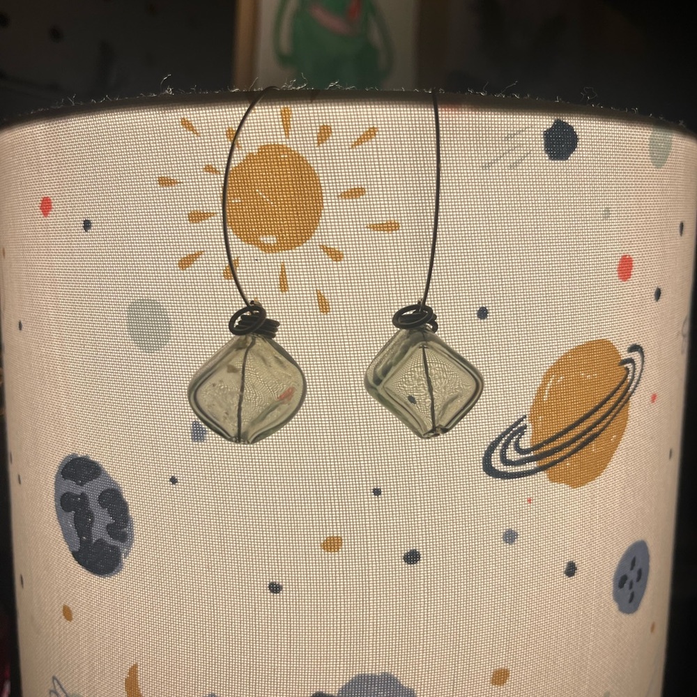 real glass cube earrings !